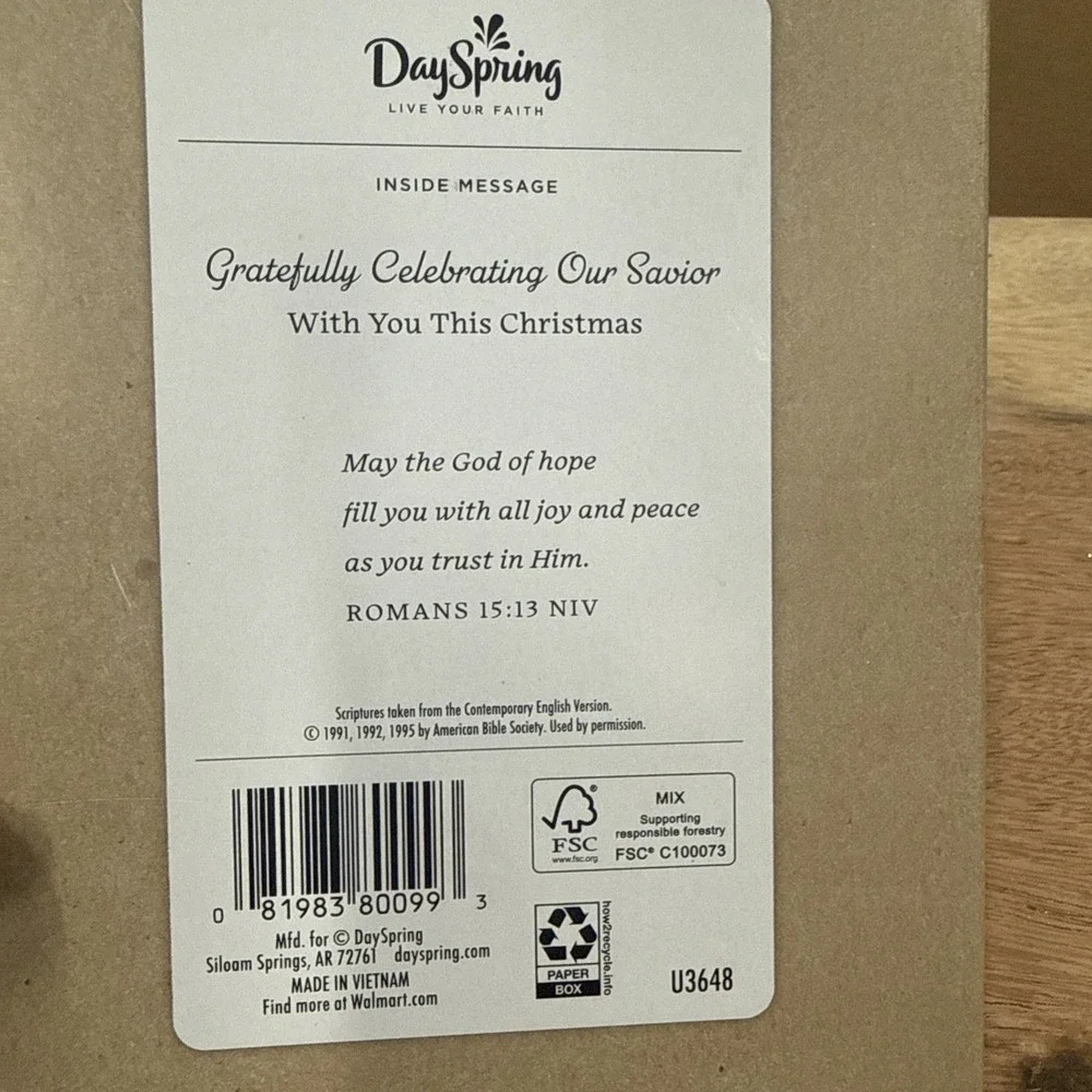 Dayspring Inspirational Christmas Cards 18 Cards and Envelopes New